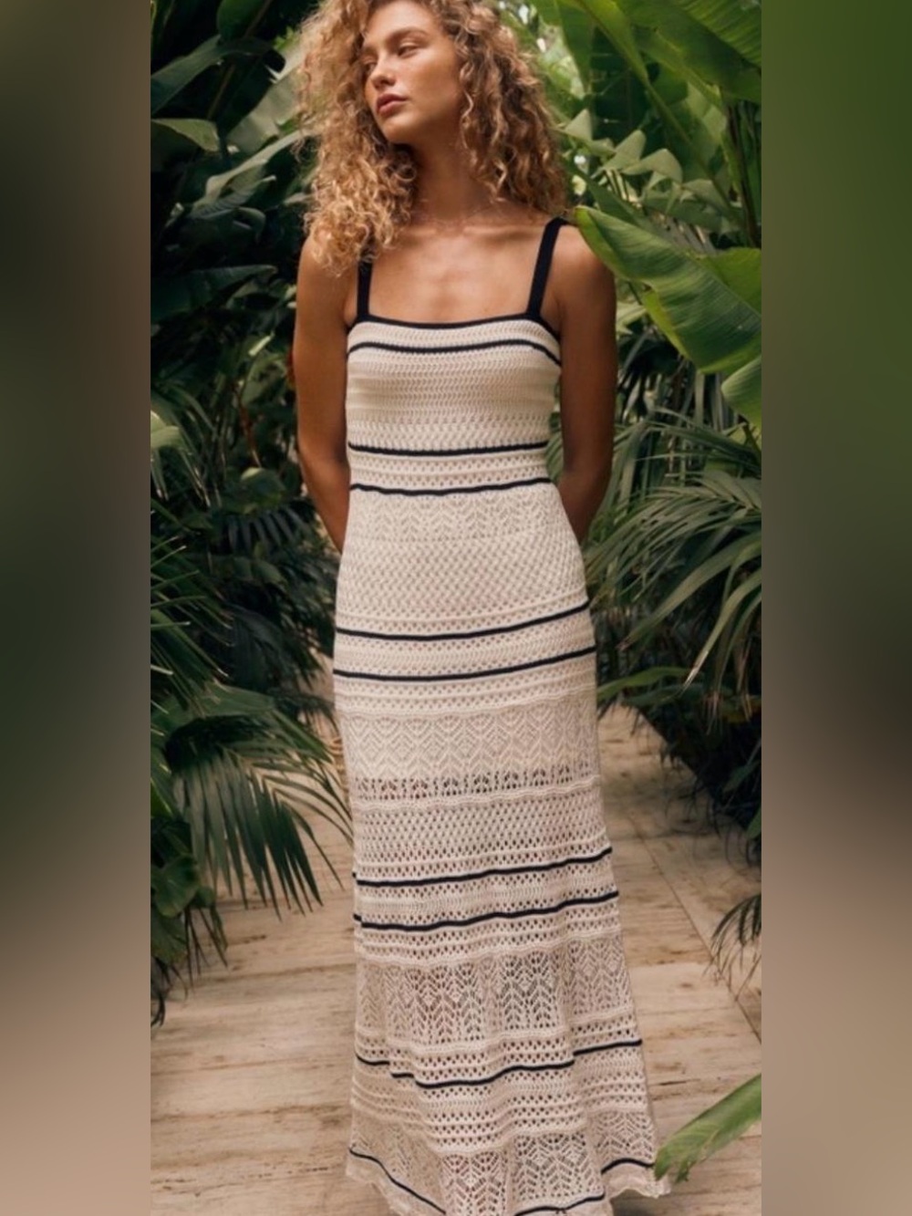 Abercrombie & Fitch Crochet Knit Stripe Maxi Dress Sz Small